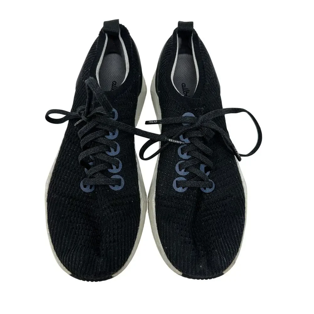 Allbirds Tree Flyer Sneakers Womens Size 8 Black White Lace Up *AS IS READ